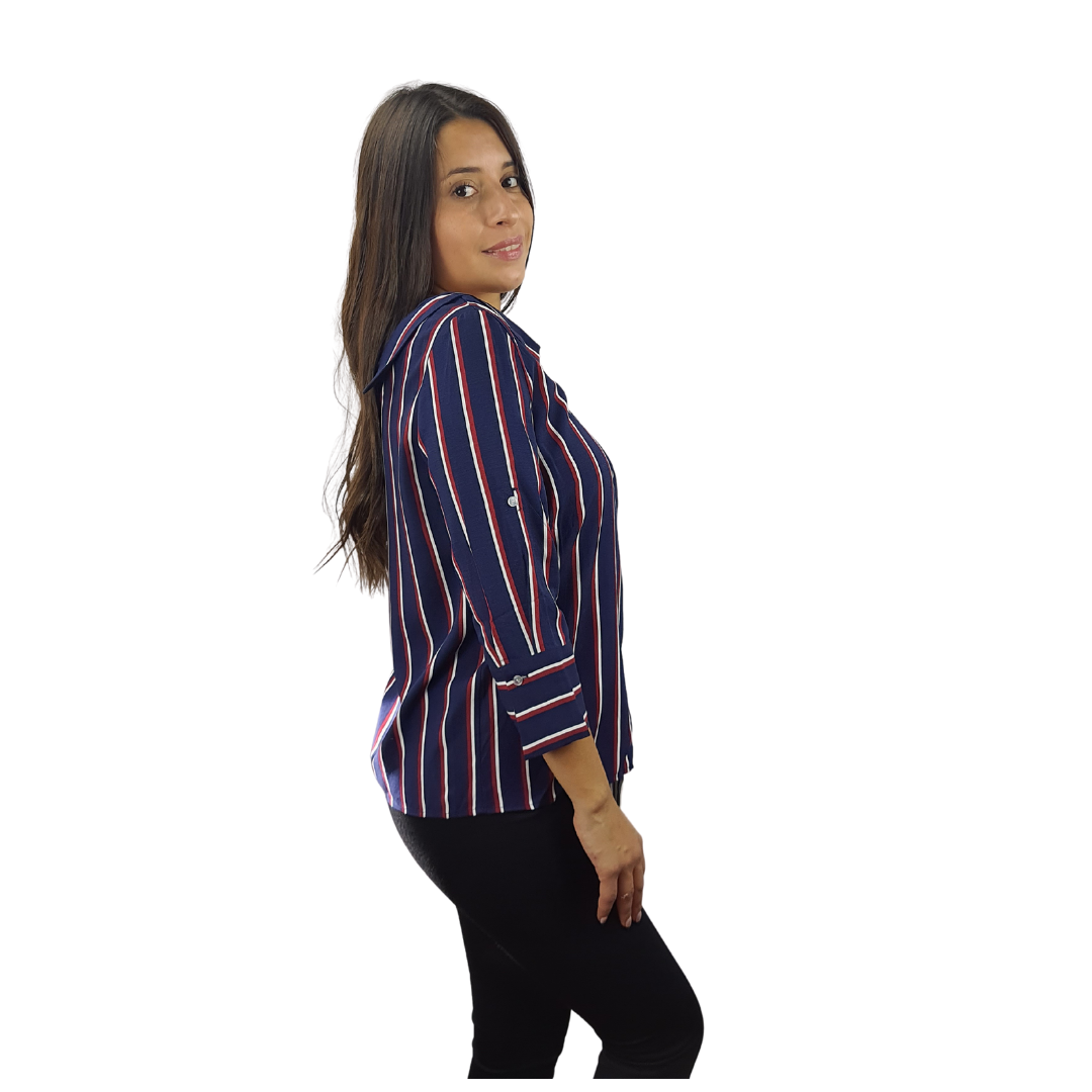 Camisa Vero Moda Azul  Style NIPPY STRIPE 3/4 SHIRT(LL)