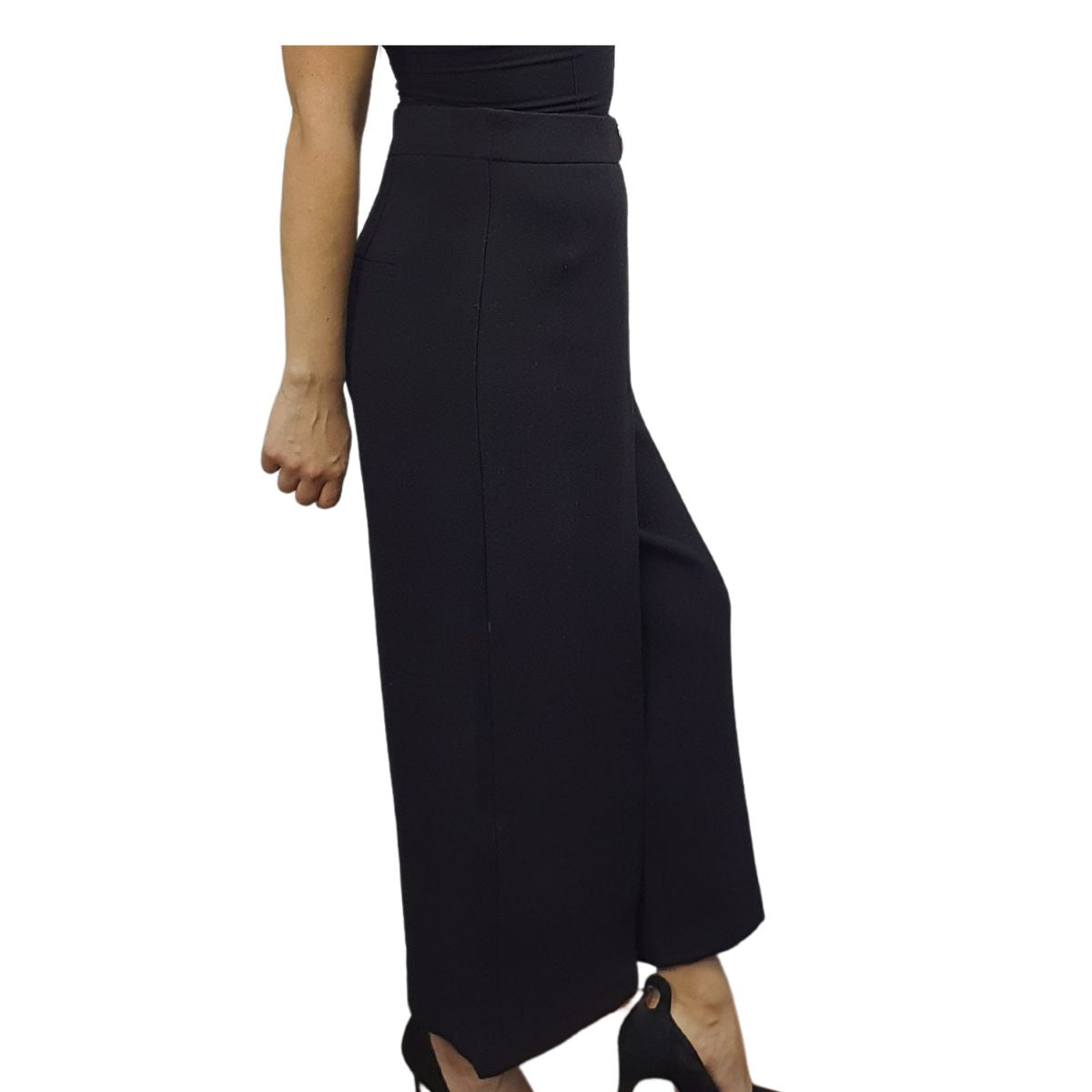 Pantalon Vero Moda Negro Style OPTIC 7/8 WIDE PANTS(UR)