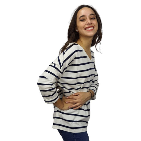 Blusa Vero Moda Blanco y Negro  Style CASUAL 3/4 V NECK TOP(TP)