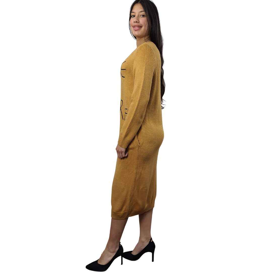 Vestido Vero Moda Marron Claro Style LAZY L/S KNIT DRESS(MW-EC-2)