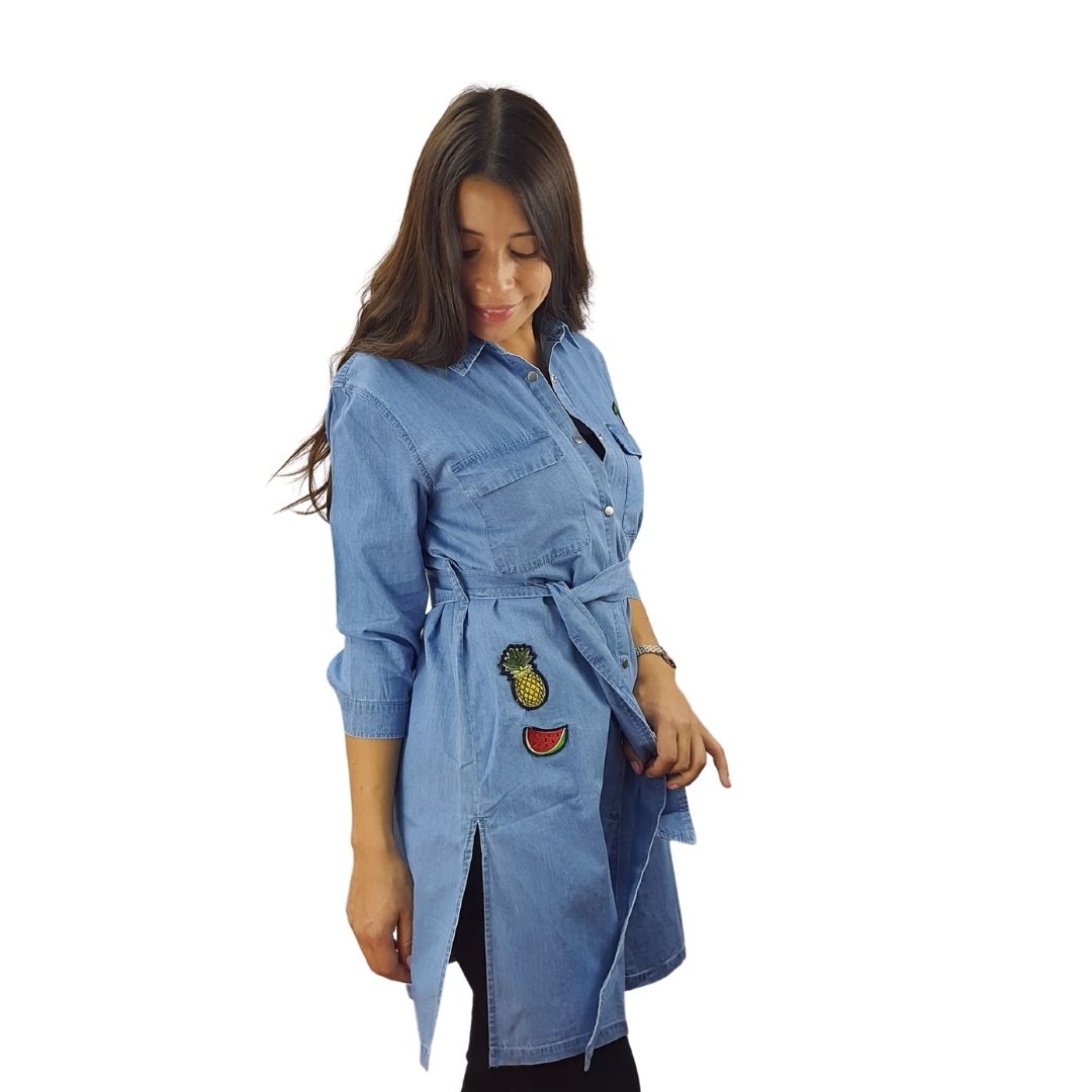 Camisa Vero Moda Azul  Style FRUIT 3/4 DENIM SHIRT(MM)