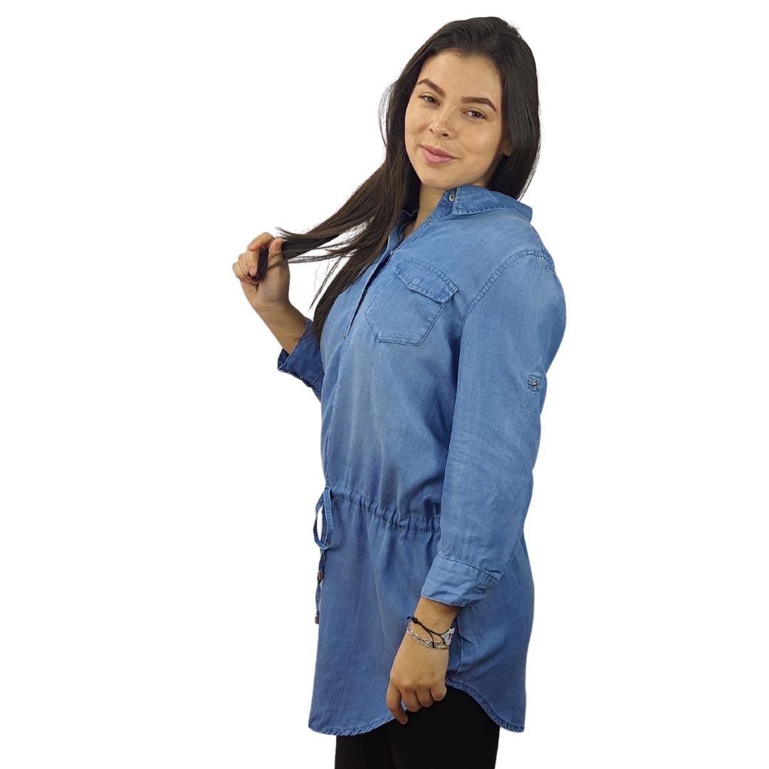 Camisa Vero Moda Azul Style AWARD 3/4 DENIM SHIRT(MW-EC-2)