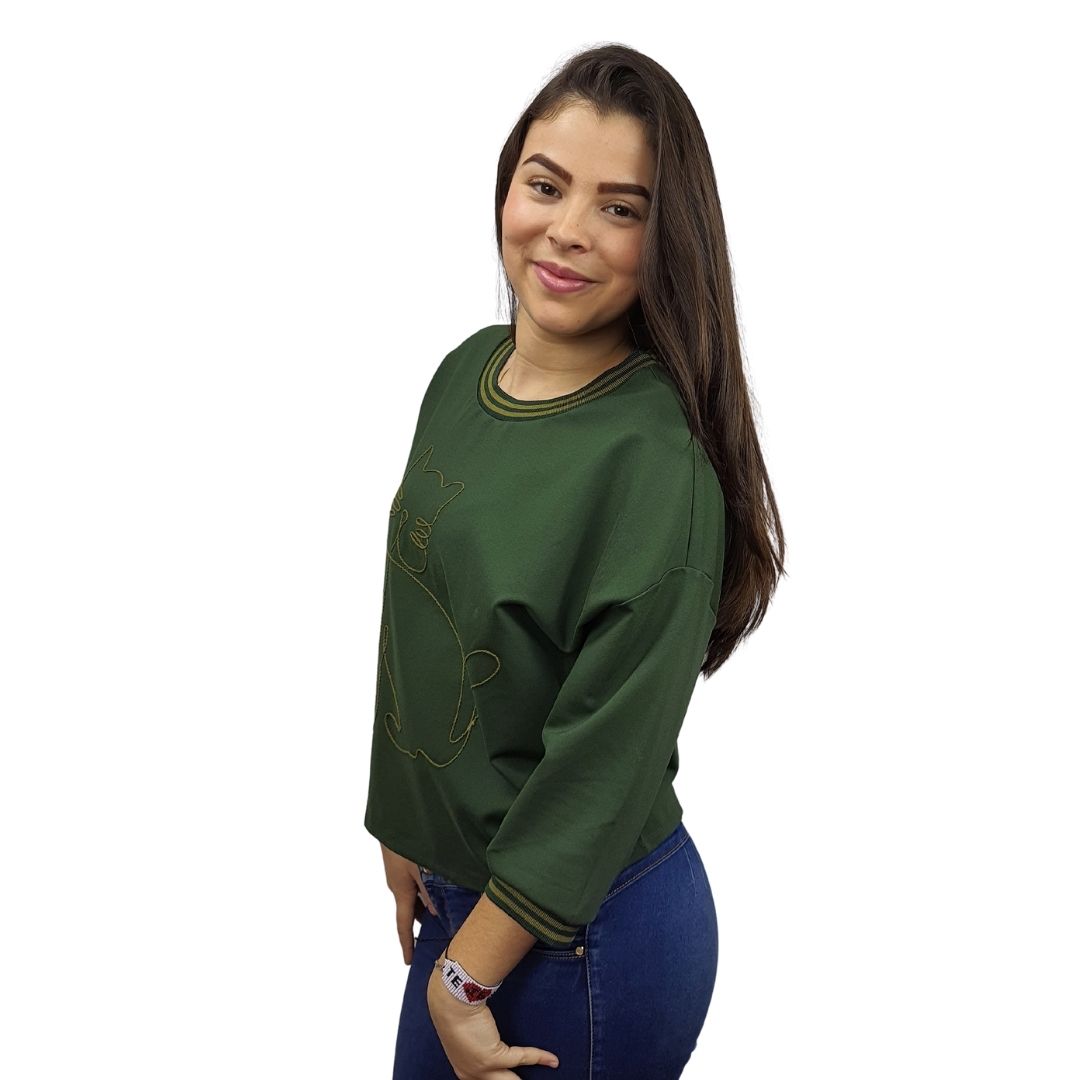 Blusa Vero Moda Verde Style YARN 3/4 TOP(PM-CT-2)