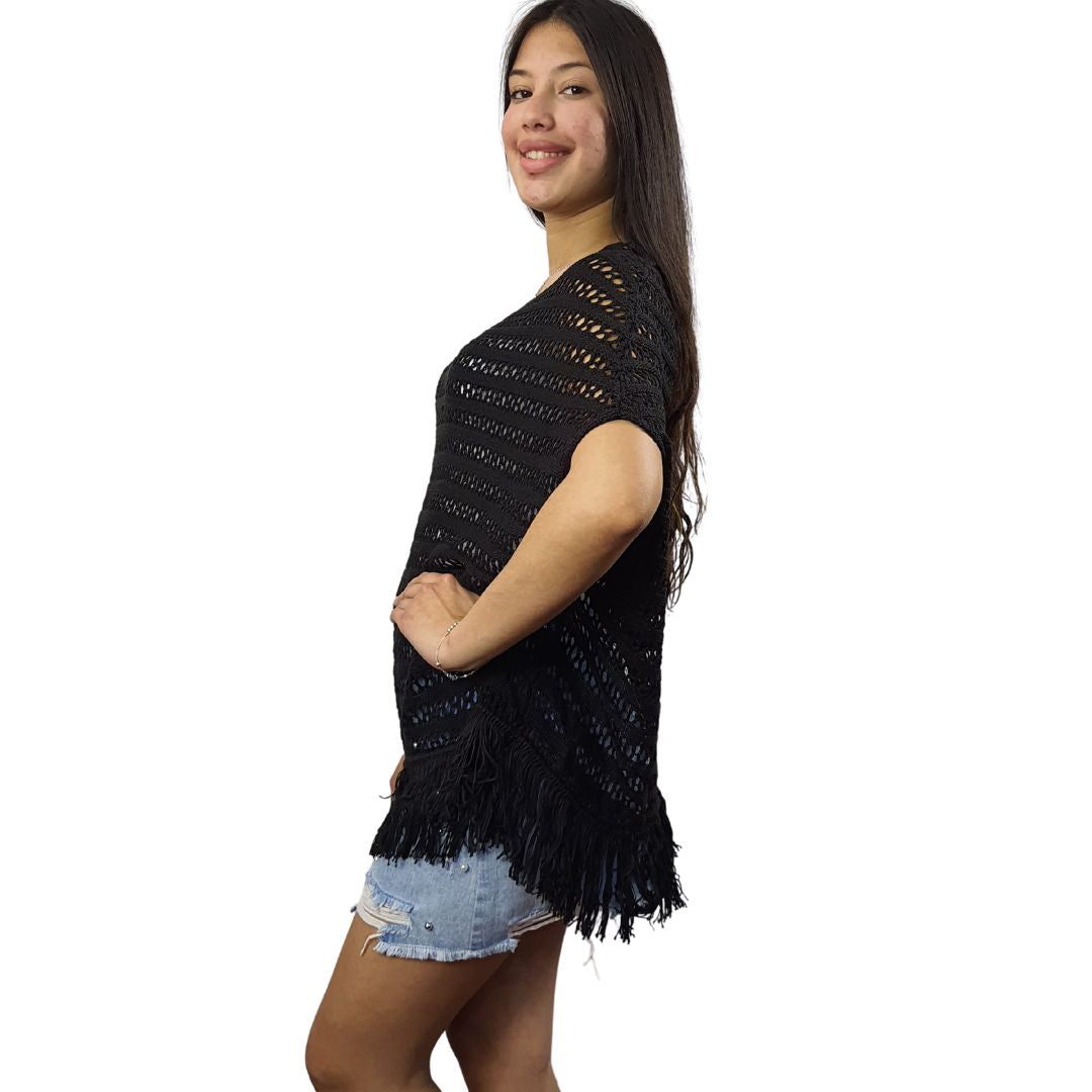 Poncho Vero Moda Negro Style PENNY S/S KNIT(TP-EC-3)