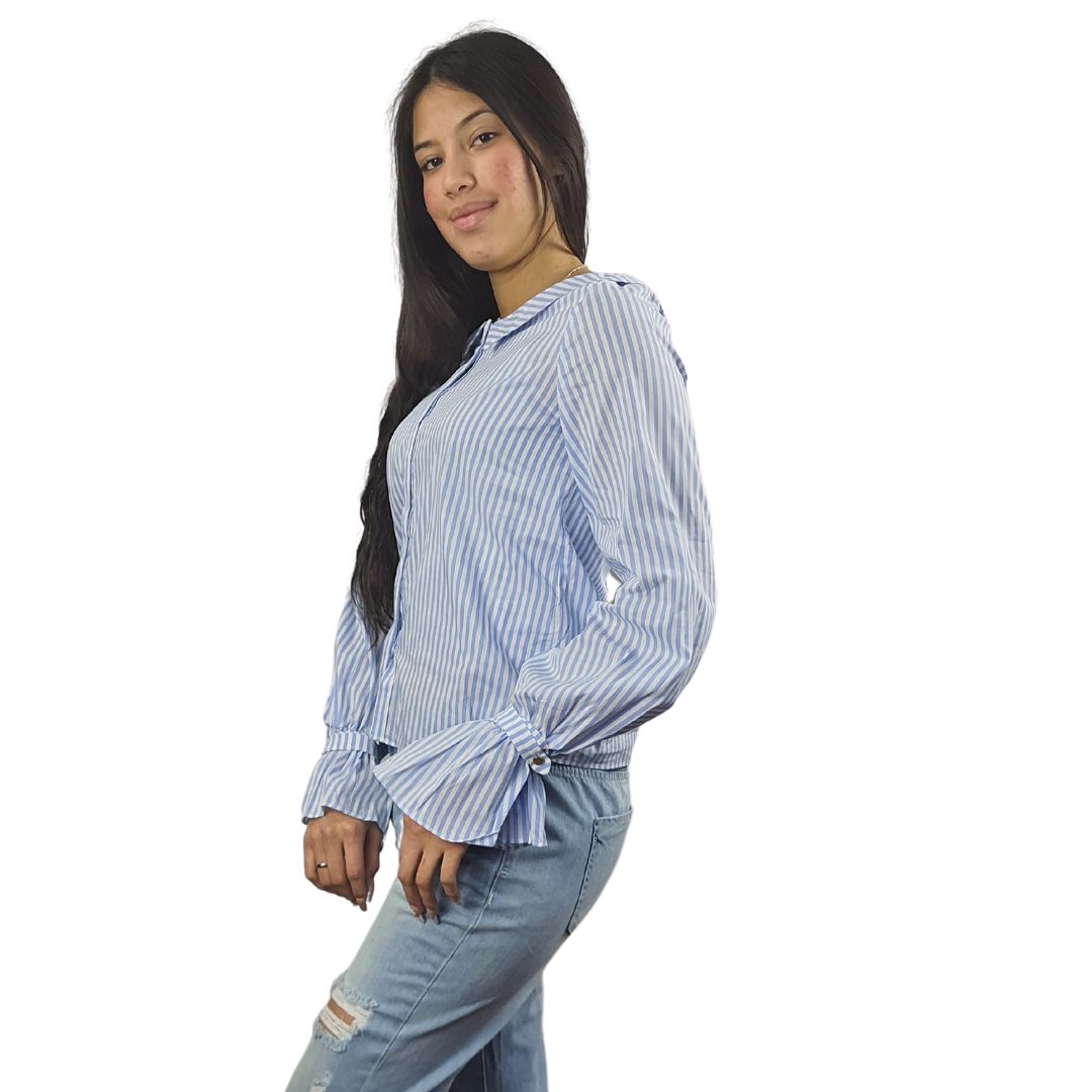 Blusa Vero Moda Azul Claro Style HANGER STRIPE L/S SHIRT(SL)