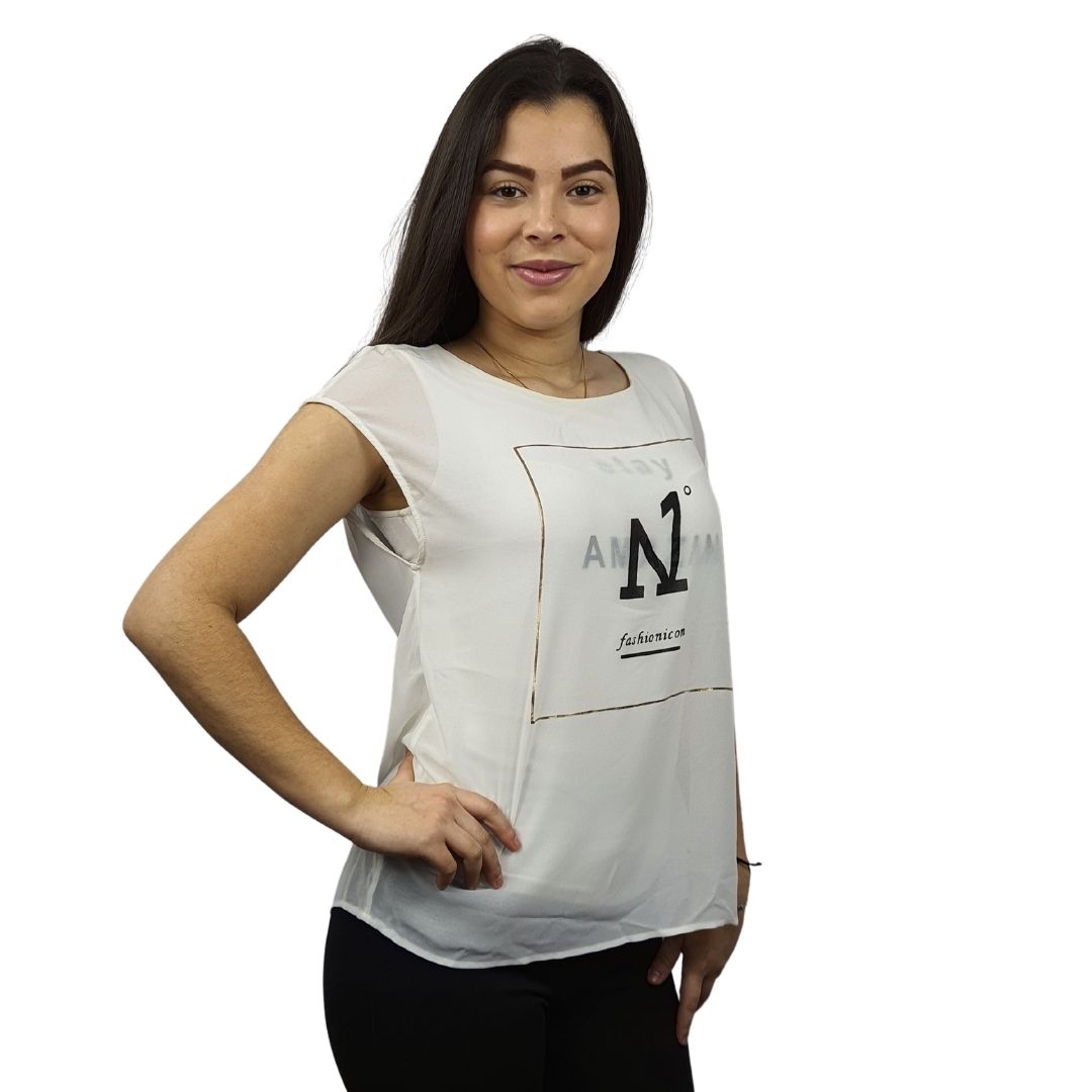 Blusa Vero Moda Blanco Style LUCIA LETTER S/S TOP(NE-EC-2)