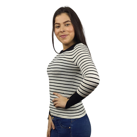 Sweater Vero Moda Blanco y Negro Style KOBOL L/S KNIT(UM)