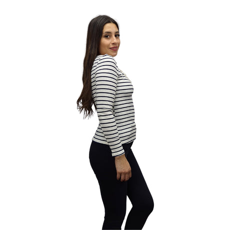 Polera Vero Moda Blanco Style AMMI STRIPE L/S TOP(EL)