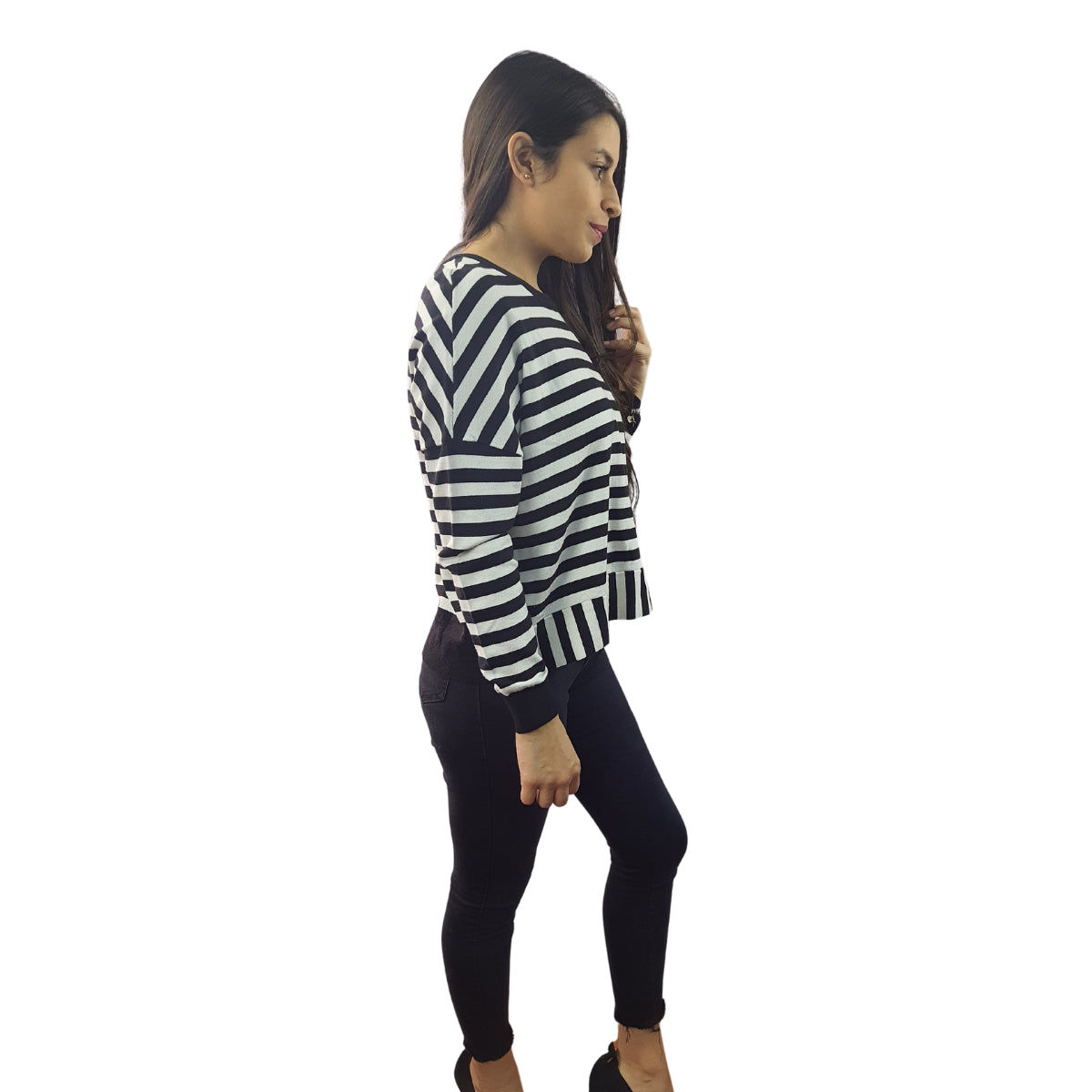Sweater Vero Moda Blanco y Negro Style SLINE L/S KNIT(UM)