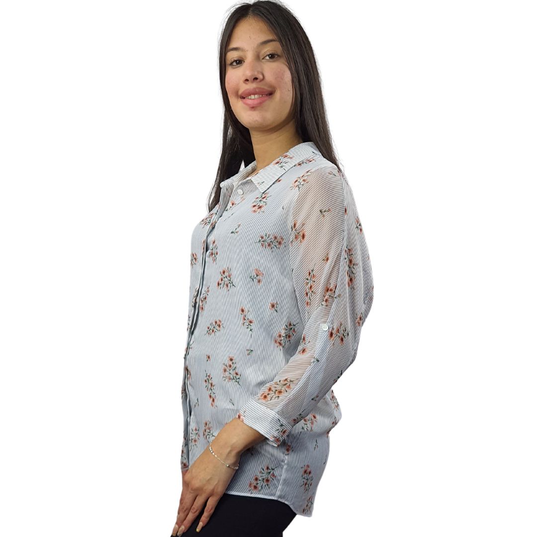 Blusa Vero Moda Azul Claro Style ARTHURIN 3/4 SHIRT(NN)