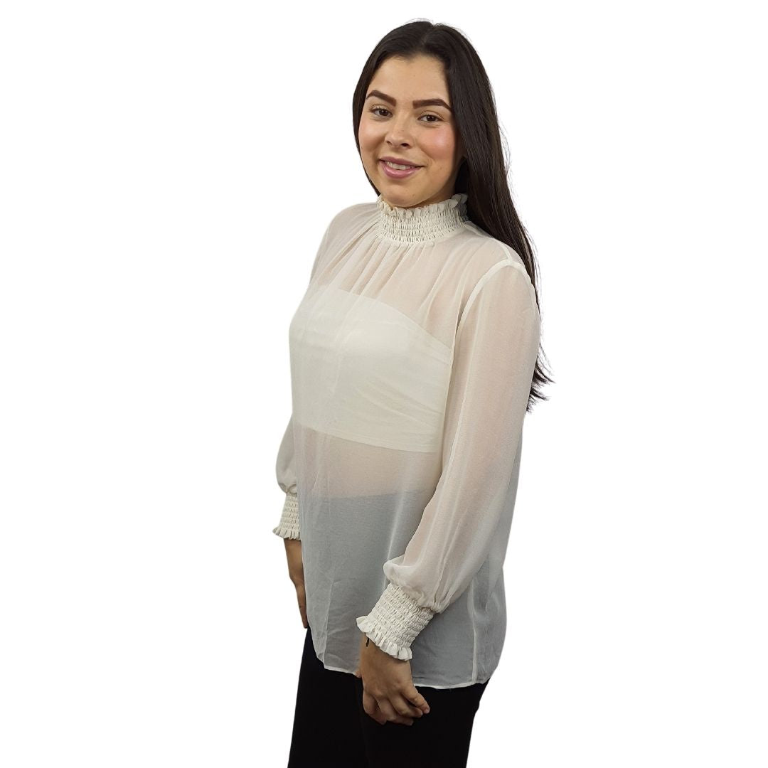 Blusa Vero Moda Blanco Style LAUDER 3/4 WOVEN TOP SET(VMC-RN)