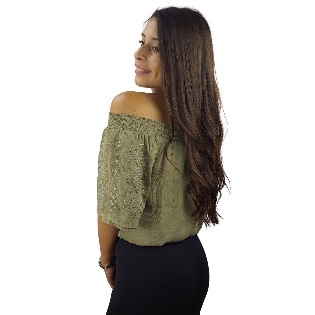 Top  Vero Moda Verde Style VICKY 1/2 WOVEN TOP(HH)