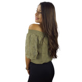 Top  Vero Moda Verde Style VICKY 1/2 WOVEN TOP(HH)