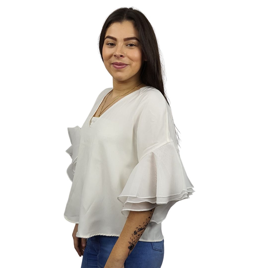 Blusa Veromoda Blanco  Style VIVIEN 1/2 TOP SET(VMC-TP-ET-3)