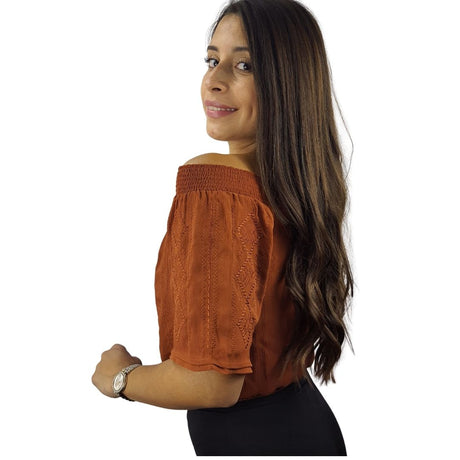 Top  Vero Moda Marrón   Style VICKY 1/2 WOVEN TOP(HH)