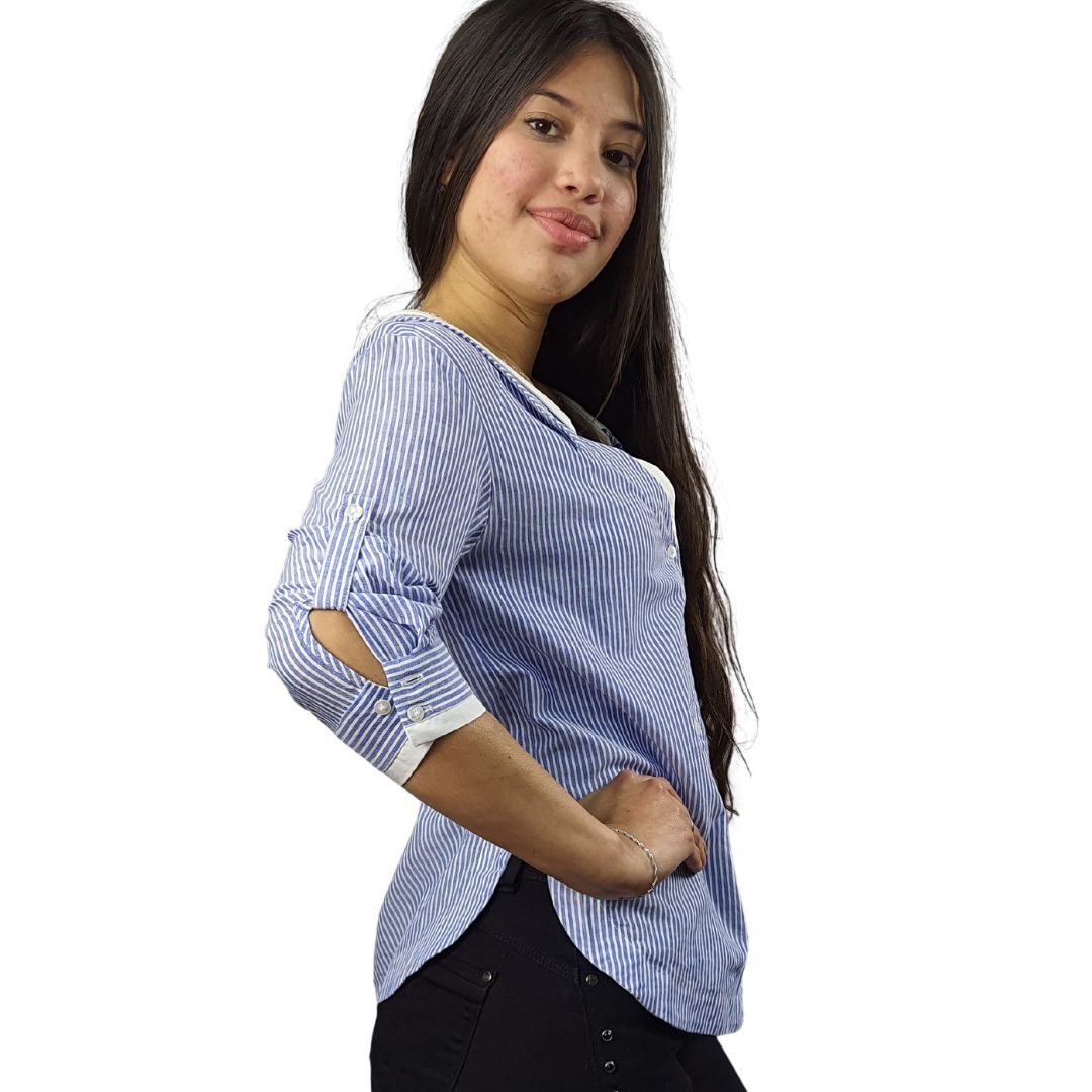 Blusa Vero Moda Azul Style LAWYER 3/4 SHIRT(NC)