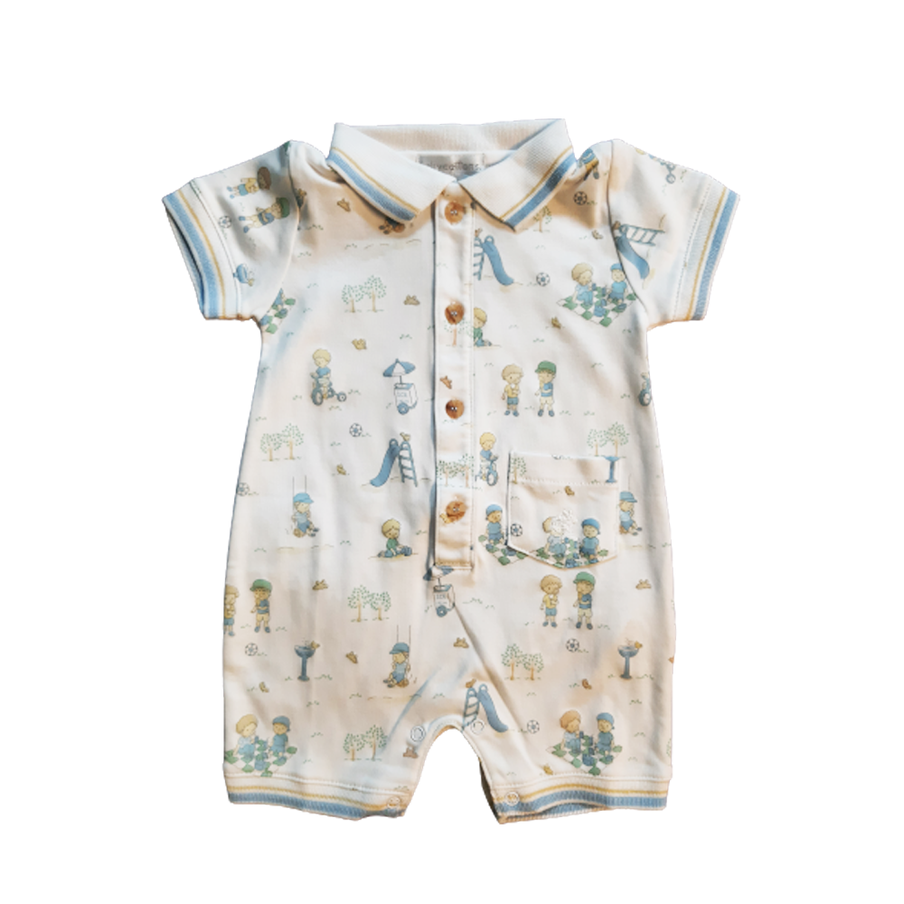 Enterito Babycottons C/PoloAt The Park MC Blanco/Azul