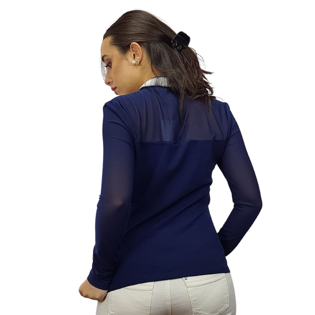 Blusa Vero Moda Azul Style MESH L/S TOP(MW-ET-2)