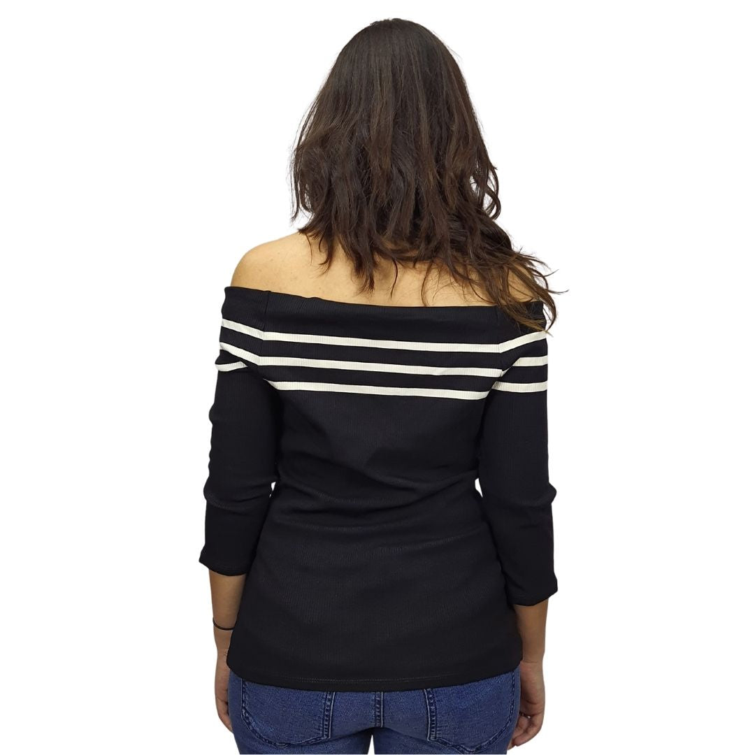 Top Vero  moda Negro  Style NESSA 3/4 TOP(TP)