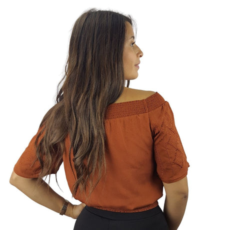 Top  Vero Moda Marrón   Style VICKY 1/2 WOVEN TOP(HH)
