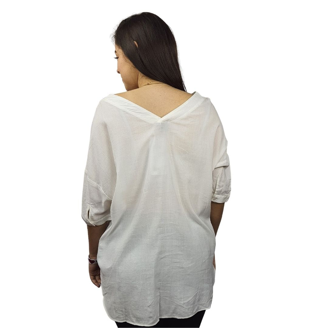 Blusa Veromoda Blanco Style UEMURA 1/2 SHIRT(MP)