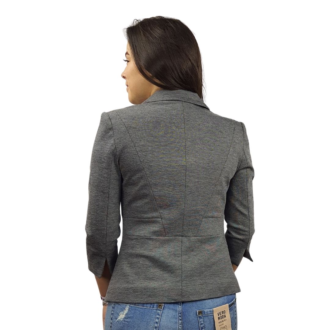 Blazer Vero Moda Gris Style RETAIL ASHLEY SOLID 3/4 BLAZER(VMC-NL)
