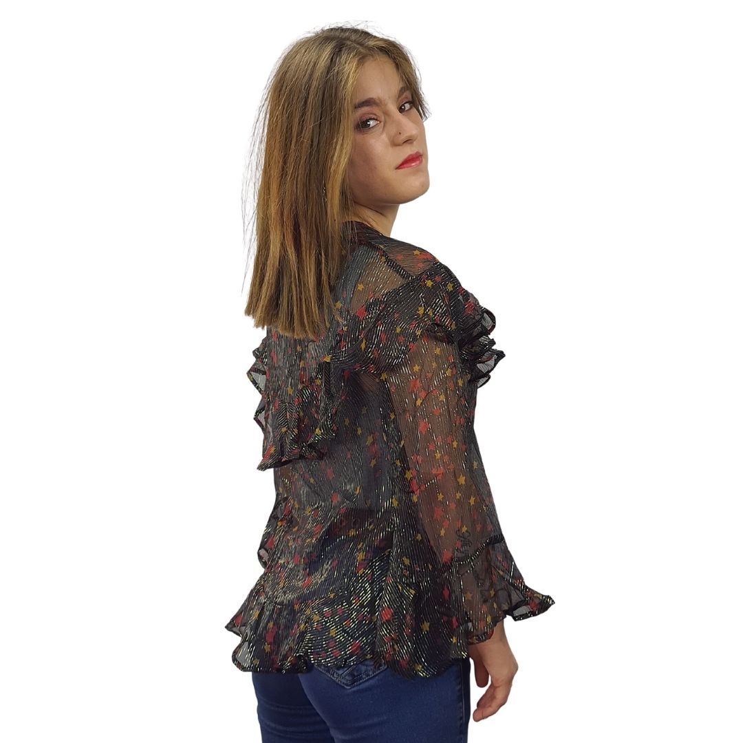 Blusa Rapsodia Lion Stars Negro