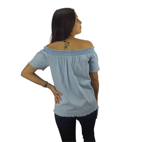 Blusa  Vero Moda Azul  Style PRANK SS DENIM TOP(NN)