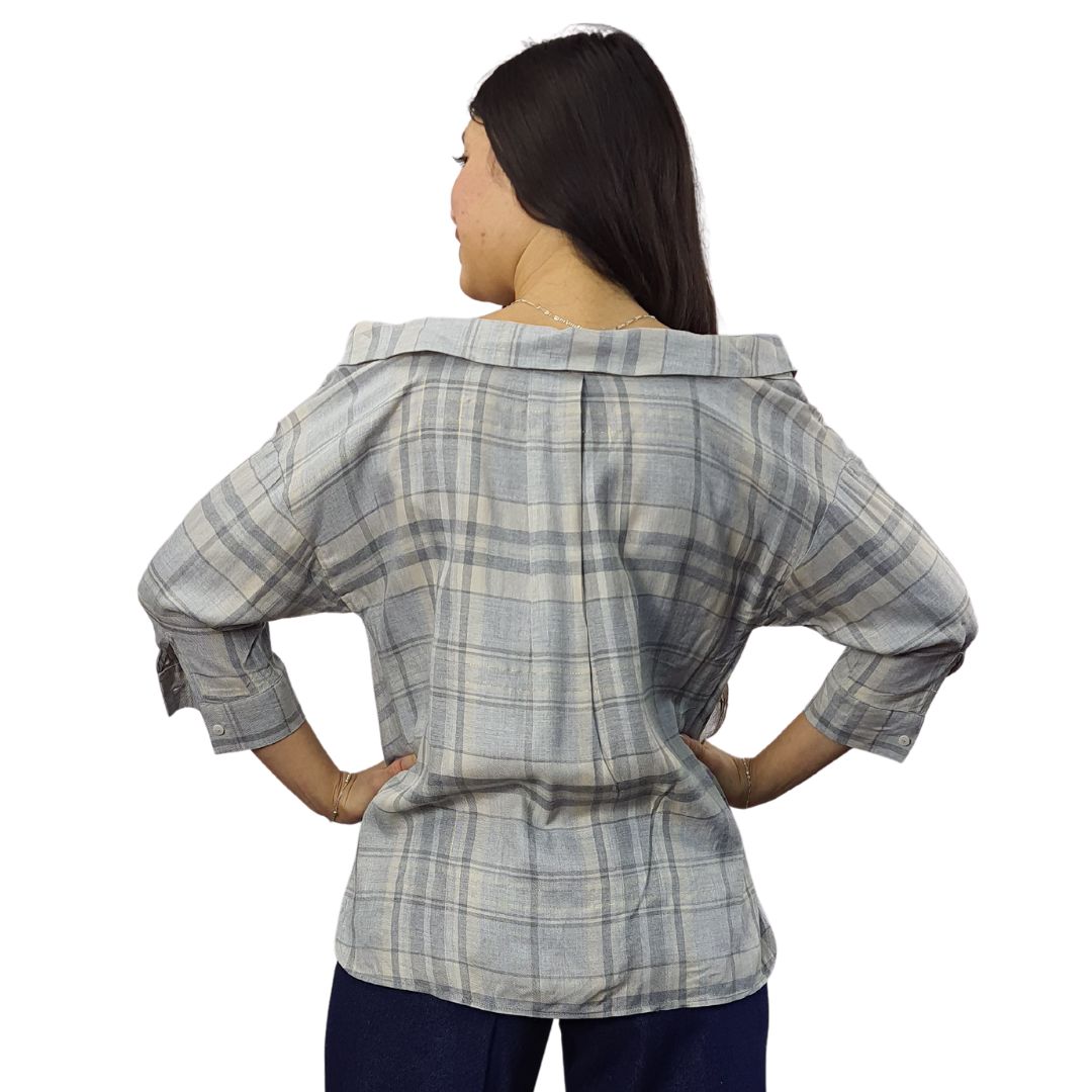 Blusa Vero Moda Gris Style KENDY 3/4 TARTAN SHIRT(AL)