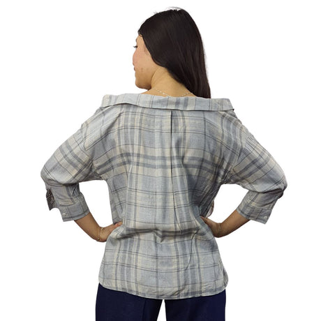 Blusa Vero Moda Gris Style KENDY 3/4 TARTAN SHIRT(AL)