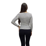 Polera Vero Moda Blanco Style AMMI STRIPE L/S TOP(EL)