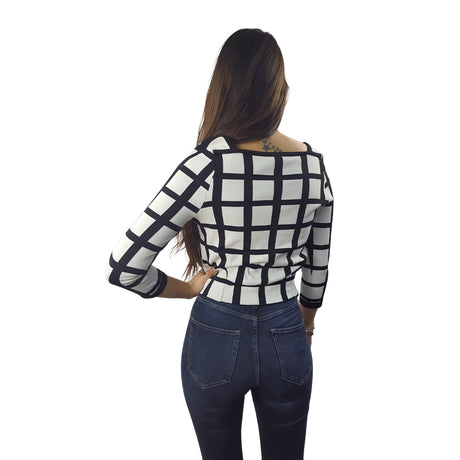 Blusa Vero Moda Blanco y Negro Style SALLY 7/8 KNIT(VMC-NL)