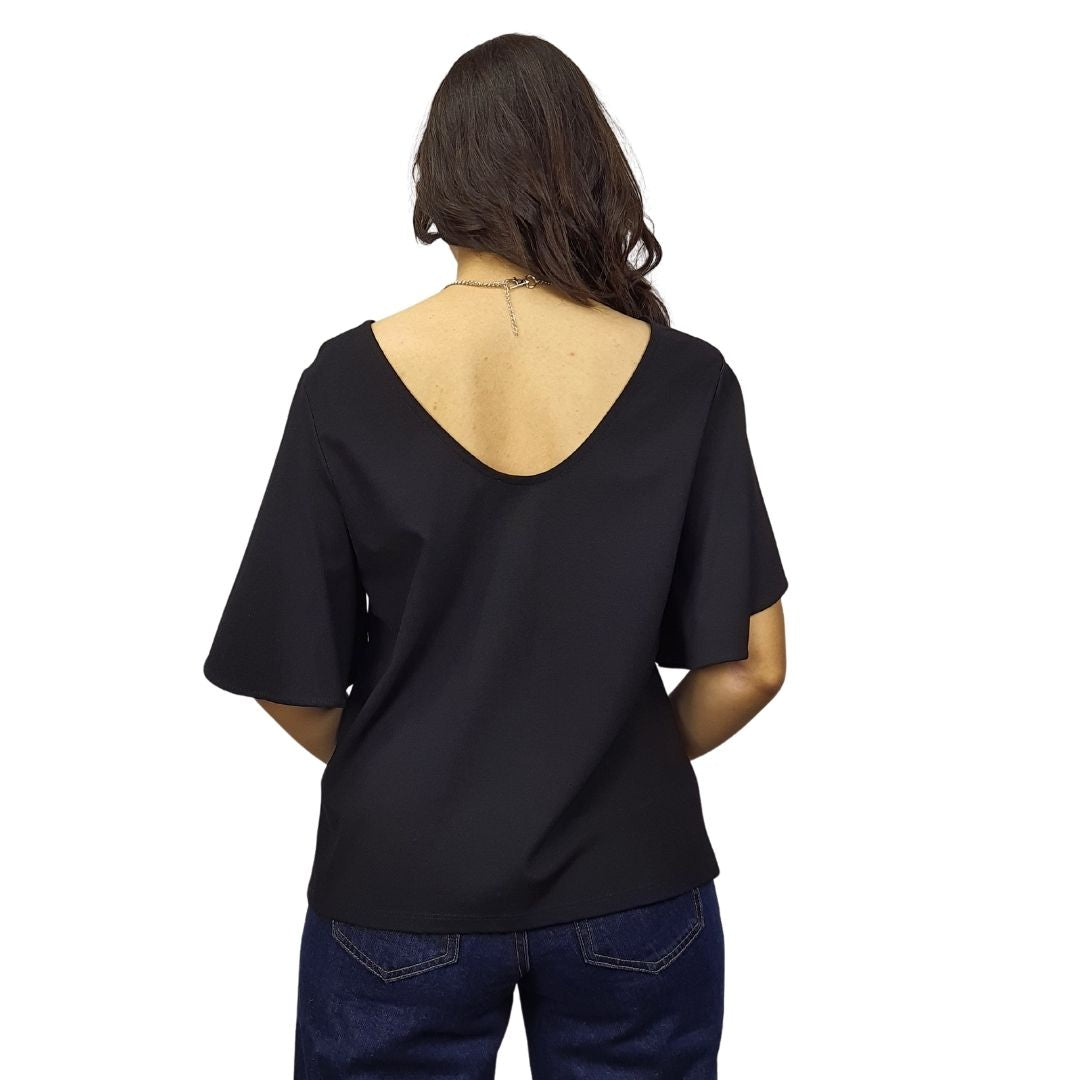 Blusa Vero Moda Negro  Style RAE S/S JERSEY TOP(VMC-TP-ET-3)
