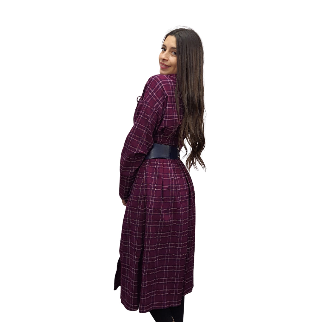 Vestido Vero Moda Vino Style PEANUT L/S SHIRT DRESS(LL)