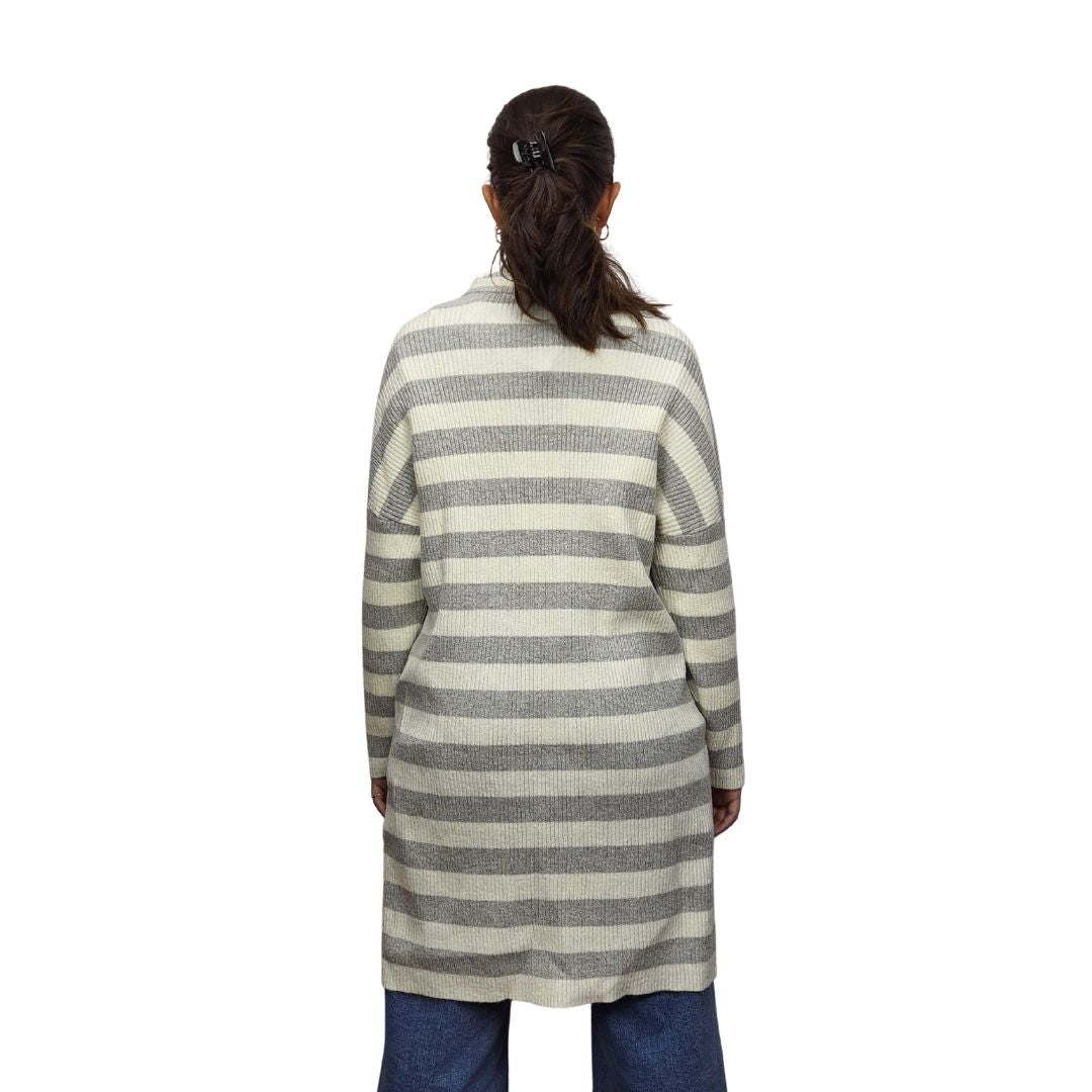 Vestido Vero Moda Blanco y Gris  Style KATE 7/8 KNIT DRESS(PM-EC-2)