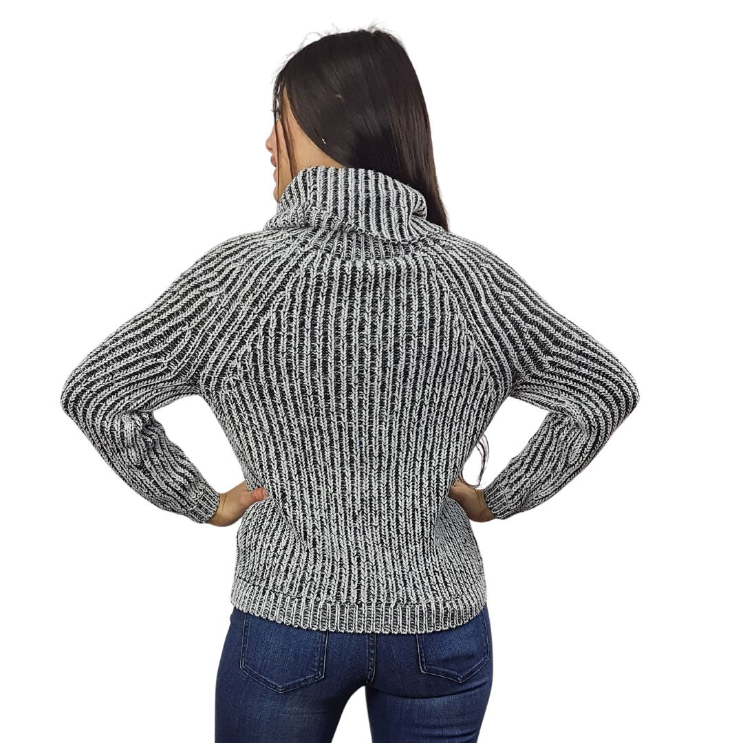 Sweater Vero Moda Blanco y Negro Style ROLL L/S KNIT(BN-CT-2)