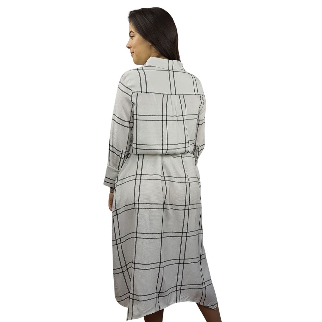 Vestido Veromoda Blanco y Negro Style TREETOP 3/4 LONG SHIRT(PM-EC-3)