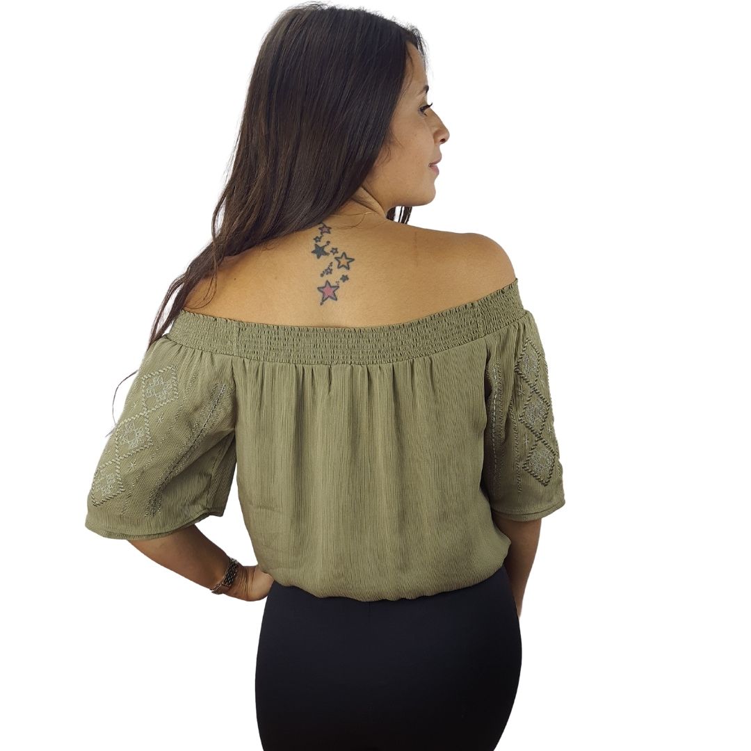 Top  Vero Moda Verde Style VICKY 1/2 WOVEN TOP(HH)