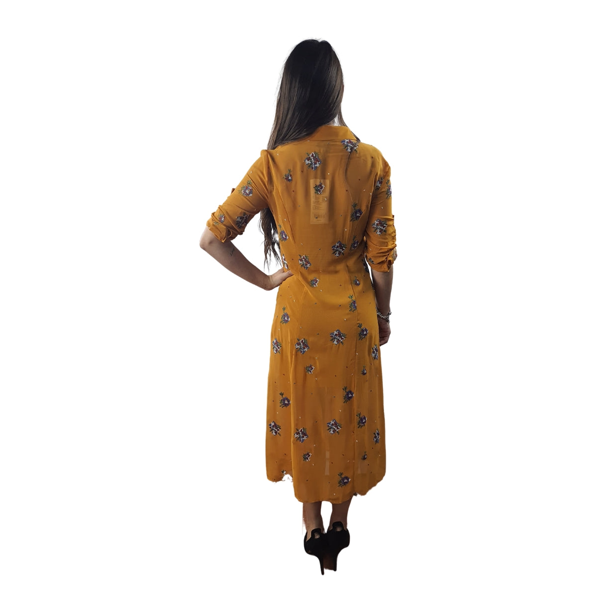 Vestido Vero Moda Mostaza Style CROSS 3/4 LONG SHIRT SET(NN)