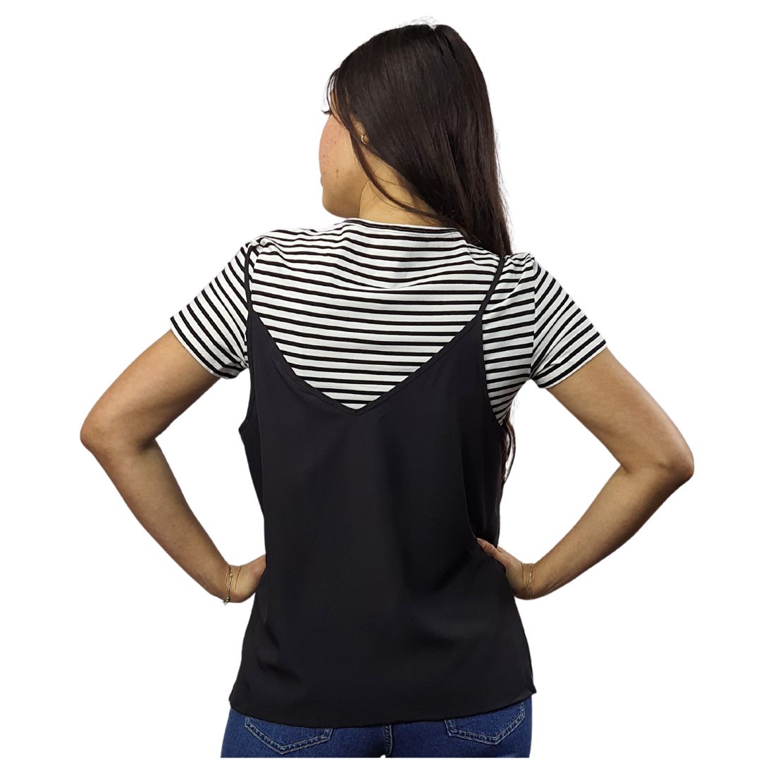Polera Vero Moda Negro Style KYLE S/S TOP SET(TP)