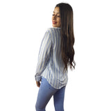 Blusa Vero Moda Azul Claro Style WISTARIA MULTI STRIPE L/S SHIRT(SL)
