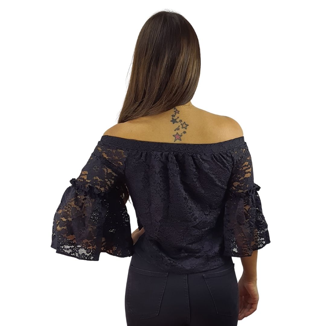 Blusa Vero Moda Negro Style RANE 3/4 TOP(NN)
