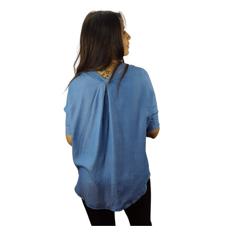 Camisa Vero moda Azul Style SOCCER 3/4 DENIM SHIRT(HH)