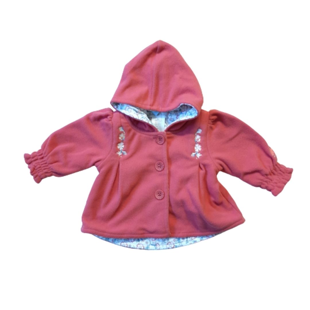 Cardigan Babycottons C/Cap Forrado Aurora Polar Rojo