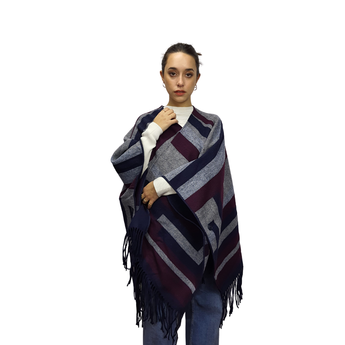 Poncho  Vero Moda Azul  Style NAVY WOOL CAPE(EL)