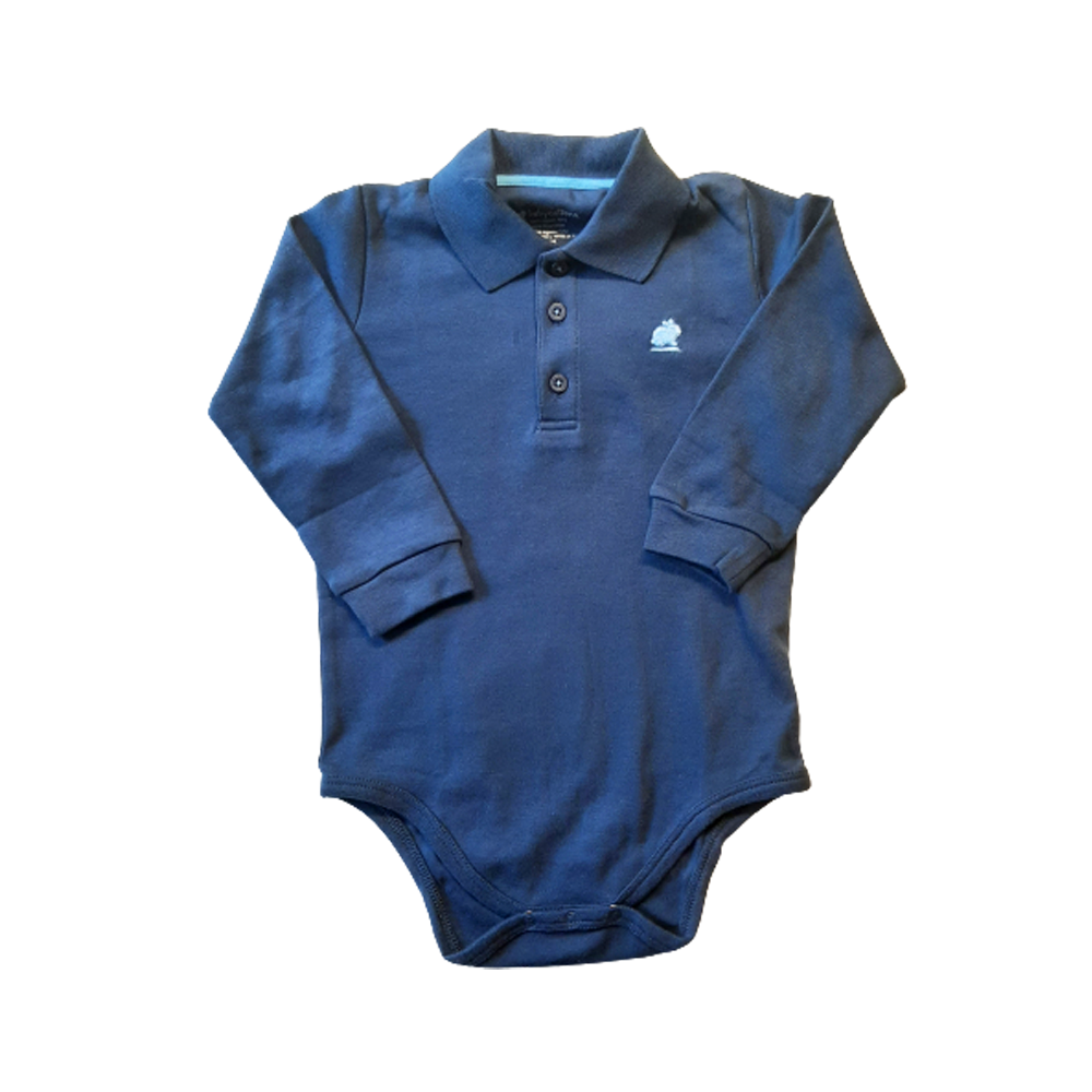 Body Babycottons  C/Polo ML Pima Colors Azul Logo Celeste