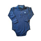 Body Babycottons  C/Polo ML Pima Colors Azul Logo Celeste