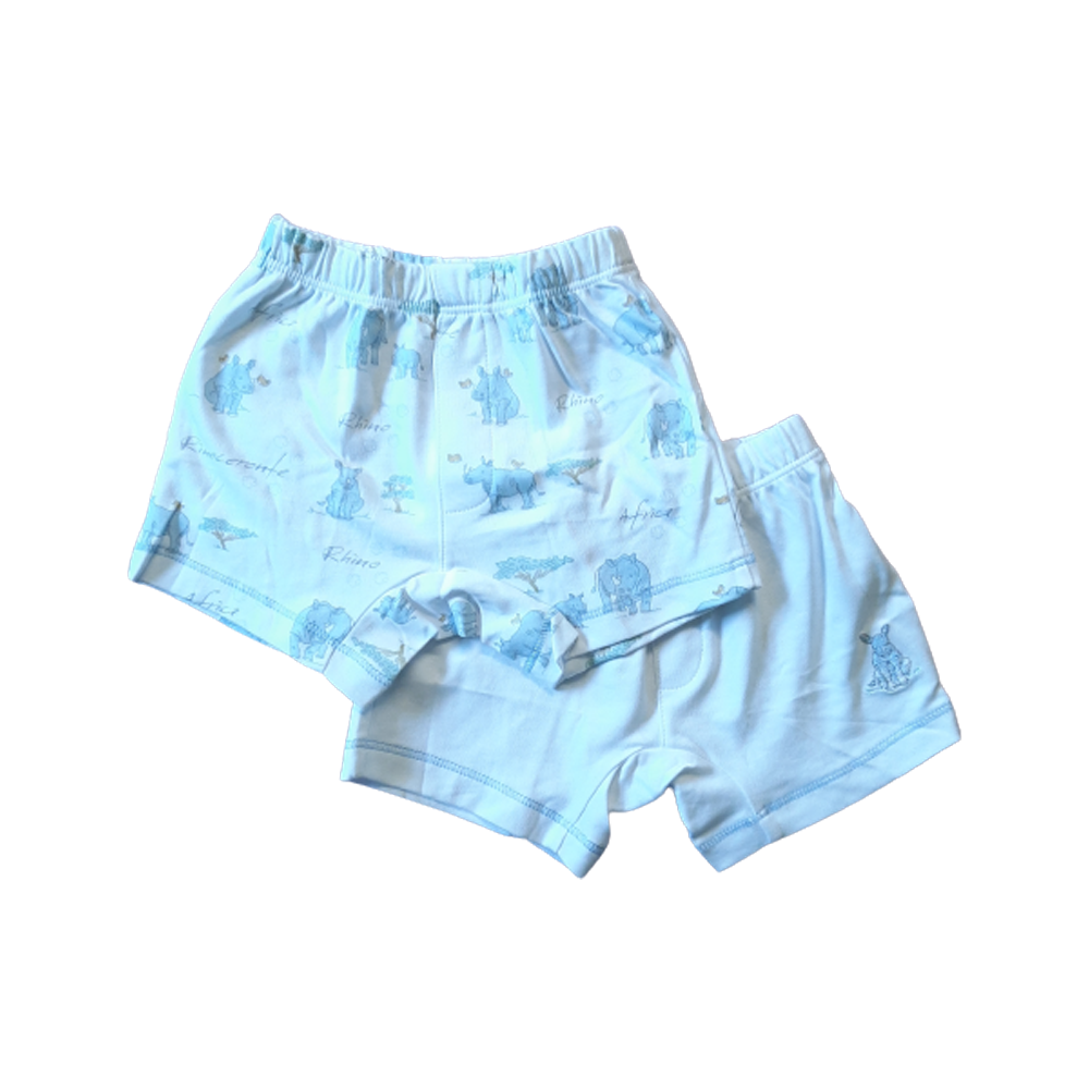 Boxer Babycotons On Safari -Rhino Compose Setx2 Blanco Celeste