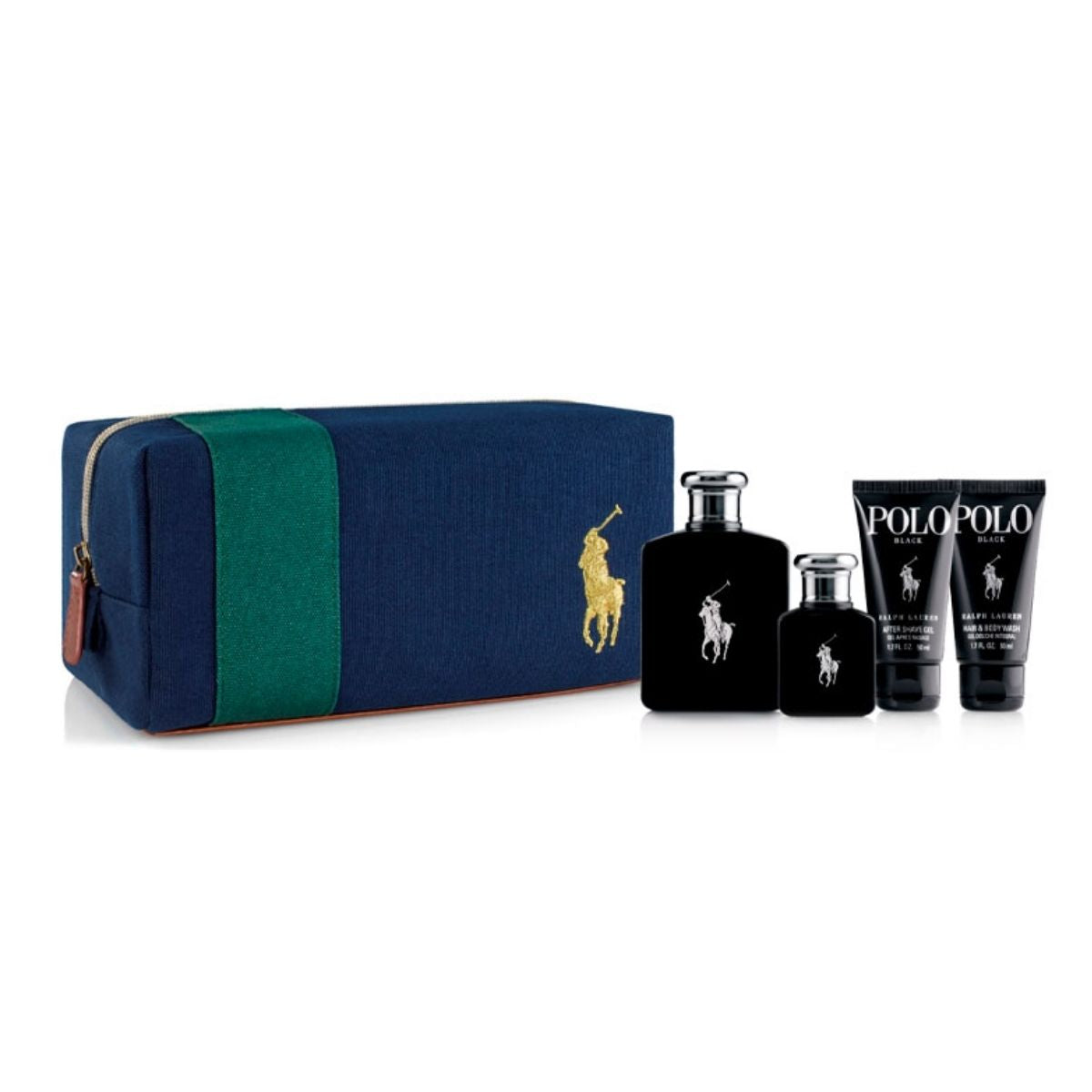 Set Belleza Polo Black  Ralph Lauren EDT125ml +40ml +After Shave 50ml +Hair & Body Wash 50ml Ho