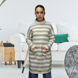 Vestido Vero Moda Blanco y Gris  Style KATE 7/8 KNIT DRESS(PM-EC-2)